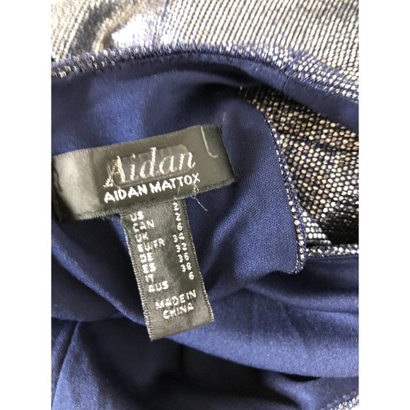 Aidan Mattox Draped Dress V Neck Sleeveless  Metallic 2 - Picture 9 of 14